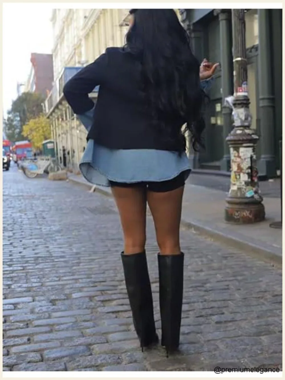 Women's Denim Blazer Jacket Long Sleeve Notched Lapel Trendy Coat